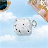 Yeknu  Minimalist black and white star transparent headphone case protective cover, transparent strap with portable keychain ring
