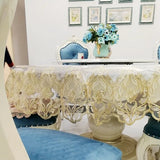 Yeknu  New Lace Tablecloth Pastoral round tablecloth Dining table cloths Home Embroidery table cover rose gold decoration house towel