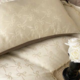 Yeknu High-end Tribute Satin 100% Cotton Bedding Set Luxury Skin-friendly Duvet Cover Set with Sheets Simple Comfortable Quilt Covers