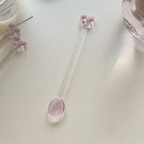 Yeknu  Pink Bow Glass Long Stirring Spoon Heat Resistant High Borosilicate Glass Spoon Girl Heart  Spoon