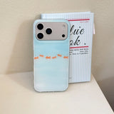 Yeknu  Goldfish Koi Fish Blue Gradient Phone Case For iPhone 14 15 16 17 ProMax 13 17air Luxury Shockproof Tpu Cover Artistic Decor