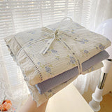Yeknu Floral Bedding Set Korean Style Duvet Cover Set Bed Linen Set Flat Sheets Set 2 Pillowcases Single Double Queen Size For Student