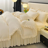 Yeknu  Winter Warm Coral Fleece Down Duvet Cover Lotus Leaf Edge Couple Quilt Cover Luxury Double Bed Bedding King Size 220x240