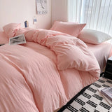 Yeknu  Bed Linen Solid Cotton Bedding Set with Sheet Duvet Cover Pillowcases Single Couple Bedsheet King Queen Double Twin Size