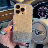 Yeknu  Glitter Sparkling Bling Phone Case For iPhone 17 16 15 14 13 12 11 Pro Max 16Promax Soft Transparent Protection Back Cover