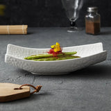 Yeknu  Vegetable Salad Bowl Hotel Ship shaped Restaurant Alien Cold Vegetable Bowl Ceramic White Dessert Tableware
