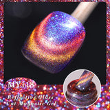 Yeknu  10ml Super Shining Reflective Cat Magnetic Gel Ultra Shine Glitter Red Silver Soak Off UV LED Gel Nail Art Varnish