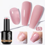 Yeknu  15ml Nude Pink Quick Construction Gel Jelly Color Semi Transparent Gel Nail Polish Rubber Base Soak Off UV LED Gel