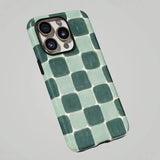 Yeknu  Fashion Green Plaid Phone Case for IPhone 17 16 15 14 13 12 11 X XS XR XSMAX 7 8 Air Pro Max Plus Luxury Double-layer Back Cover