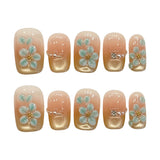 Yeknu  10pcs Fake Nails Pink Gold Cat Eyes Shiny Handmade Press On Nails Fashion 3D Flowers Decor False Nail Tips Wearable Full Cover