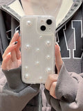 Yeknu  3D Pearl Suitable For 15 Pro Max Phone Case Drip Glue iPhone 13 12 11 14 Pro Minimalist 13 Pro Full Package Anti Drop Cover