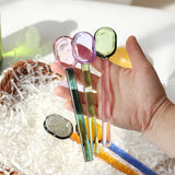 Yeknu  Long handled Scoop Glass Spoon Dessert Spoon Teaspoon high Borosilicate  Spoon Coffee Tableware Gift Tea Spoons for Ice Cream