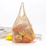 Yeknu  Handheld foldable shopping Cotton mesh bag , reusable fruit mesh bag, Woven mesh pocket hollowed out kitchen storage