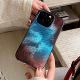 Yeknu  Halo Staining Contrast Color Blue Phone Case For iPhone 16 Pro Max 15 Pro 14 13 12 ProMax 16Pro Soft Shockproof Back Cases Capa
