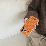 Yeknu  Orange Plaid Grid Pattern Back Cover Case for iPhone 17 16 15 14 Pro Max 13 17Air Shockproof Protective Phone Cases Soft IMD
