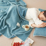 Yeknu solid color waffle double-layer composite blanket, soft waxy stroking cats blanket summer quilt air-conditioning blanket