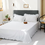 Yeknu White Flat Sheet Thickened 100% Cotton Bedding Sheets queen Lotus Leaf Flat Bed Sheet Duvet cover and pillowcases quilt case