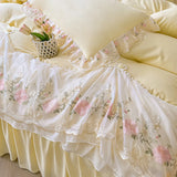 Yeknu  New Light Luxury Washed Cotton 4pcs Bedding Sets Skin Friendly Duvet Cover Pillowcases Single Couple Bedsheet King Queen Double