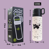 Yeknu  500ml Fashion Cartoon Stainless Steel 316 Vacuum Flask With Straw Portable Girl Student Thermos Mug Travel Tumbler