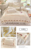 Yeknu Princess Style Korean Bed Skirt Bed Sheet Embroidered Ruffle Lace Quilt Cover Ins Bedding For Girls Luxury Home Textiles