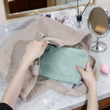 Yeknu  Corduroy Travel Cosmetic Bag Portable Makeup Storage Bag Purses Women Large Capacity Zipper Make Up Organizer Storage Clutch