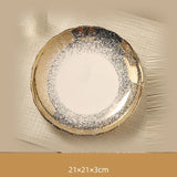 Yeknu  1pc Nordic gold dot wavy ceramic retro luxury high-end household hotel restaurant kitchen supplies dim sum steak dinner plate