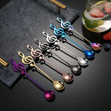 Yeknu  10pcs 304 Stainless Steel Musical Notes Coffee Spoon Stirring Cup Spoon Music Stick Ice Cream Gift Spoon