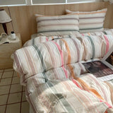 Yeknu  Single Double Exquisite Stripe 1Duvet cover+2Pillowcases 100%Cotton Experience Hotel-Like Comfort with Unparalleled Softness