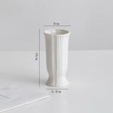 Yeknu  Nordic Style Wide Mouth Ceramic Flower Vase White Dry Flower  Flower Decoration Living Room Entrance Study Table Decoration