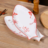 Yeknu  Nordic Cartoon Fish Plate Creative Steamed Dish Microwave Oven Available Household Restaurant Tableware Fish-shaped Dinner Plate