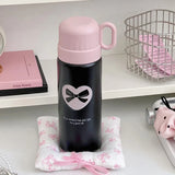 Yeknu  500ml Fashion Cartoon Stainless Steel 316 Vacuum Flask With Straw Portable Girl Student Thermos Mug Travel Tumbler