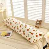 Yeknu  Winter new milk fleece printed long throw pillow couple household double long pillow waist pillow