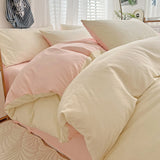 Yeknu  Waffle Washed Cotton Four Piece Set, Non All Cotton Bedding, Pure Cotton Bedding, Student Dormitory Bed Sheets Duvet Cover Set