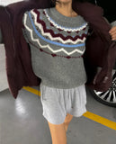 Yeknu  Knitted Autumn Pullover Sweater Women Flower Fashion Korean Style Loose Ladies Cropped Sweaters Sweet Woman Sweater