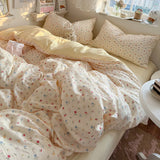 Yeknu  new class A simple high-end three-layer yarn bedding four-piece set, bed sheet quilt cover, dormitory three-piece set
