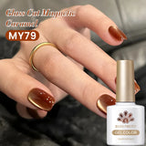 Yeknu  10ml Black Glass Cat Magnetic Gel Nail Polish Ultra Shine Gold Silver Glitter Soak Off UV LED Gel Nail Art Varnish
