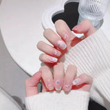 Yeknu  10Pcs Short Square Handmade Press on Nails Reusable Cat's Eye Design with Heart&Butterfly Sweety False Nail Tips for Women&Girls