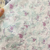 Yeknu  100x150cm Jacquard Chiffon Fabric Summer for Dresses Skirts Shirt T-shirt Sewing Needlework Cloth Thin Soft Breathable Flower