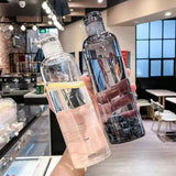 Yeknu  500ml Elegant Leakproof Water Bottle with Time Scale Stay Hydrated Daily Lightweight & Portable for Fitness & Outdoor Adventures