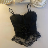 Yeknu  Clothes Blouses Sexy Crop Tops Women Corset Lace Bandage T-shirt Camisole Woman Sling Tank Top Fashion Sleeveless Waistcoat