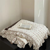 Yeknu  spring and summer new knitted cotton French small floral printing lace summer quilt summer cool quilt air conditioner quilt