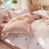 Yeknu  Ins Single Double Queen Size Duvet Cover Flat Sheet Pillowcase Girls Home Totel Bed Linens bedding sets and components