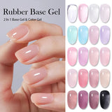 Yeknu  Rubber Base Gel Nail Polish Pink White Base Gel Top Coat Jelly Semi Transparen French Soak Off UV Nail Art Varnish