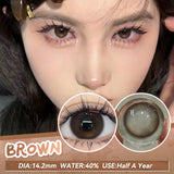 Yeknu  2PCS New Gray Prescription Contact Lenses Fashion Pupils Cosmetics Eye Color Lenses Myopia Colored Contact Lenses Brown