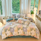 Yeknu  Small Fresh Milk Falai Plush Single Item Quilt Cover Printed Plaid Thickened Warm Duvet Cover 180x220 200x230 220x240