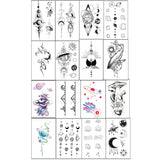 Yeknu  16pcs Tattoo Sticker Temporary Planet Cartoon Spaceman Whale Moon Sun Element Waterproof Body Art Arm for Kids Women MenTatto