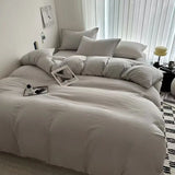 Washed Cotton Solid Color four Piece Set 1 bed sheet 1 duvet cover 2 pillowcases
