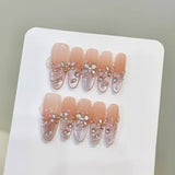 Yeknu  10pcs Handmade Press on Nails 3D Strawberry Bear Fake Nails Wearable Detachable Dream Pink Cartoon Korean Sweet False Nails
