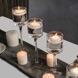 Yeknu  Glass Candlestick European Romantic Candlelight Dinner High Foot Wedding Birthday Restaurant Water Floating Candle Cup