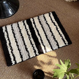 Yeknu  Black White Tufting Bathroom Mat Tufted Stripe Bedroom Living Room Carpet Bedside Rug Bedroom Floor Pad Aesthetic Home Decor